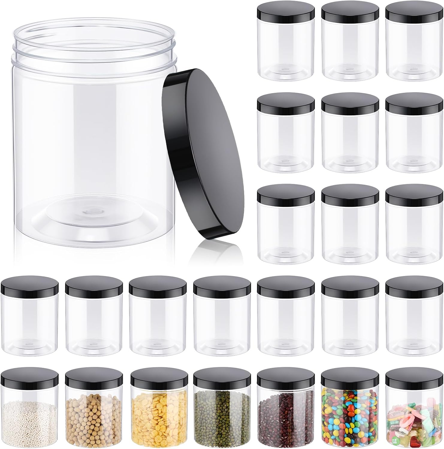 Food Storage And Container - 24 Pcs 16oz Plastic Jars with