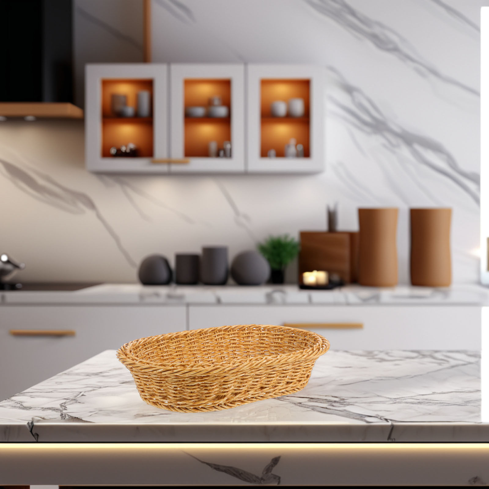 Food Storage In Pantry - Plastic Woven Oval Bread Basket for