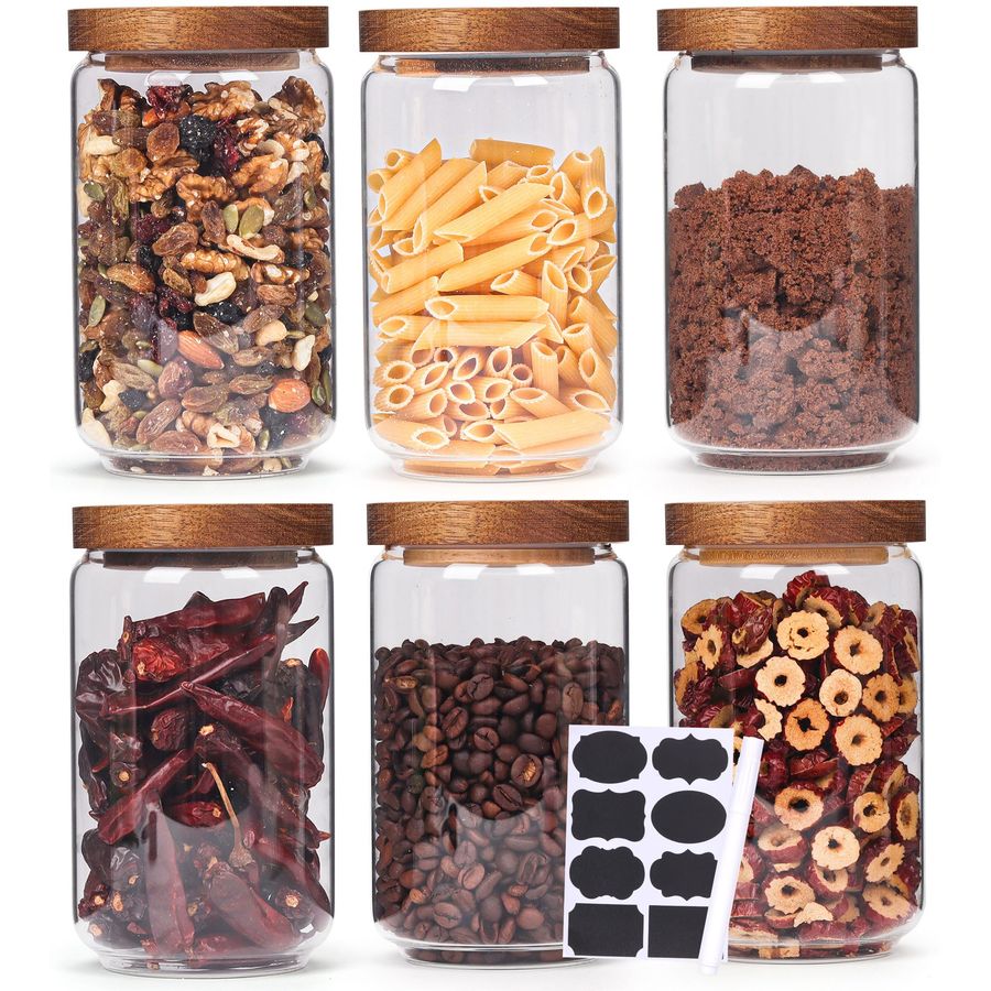 Food Storage In Pantry - of 6 Glass Pantry Storage Jars