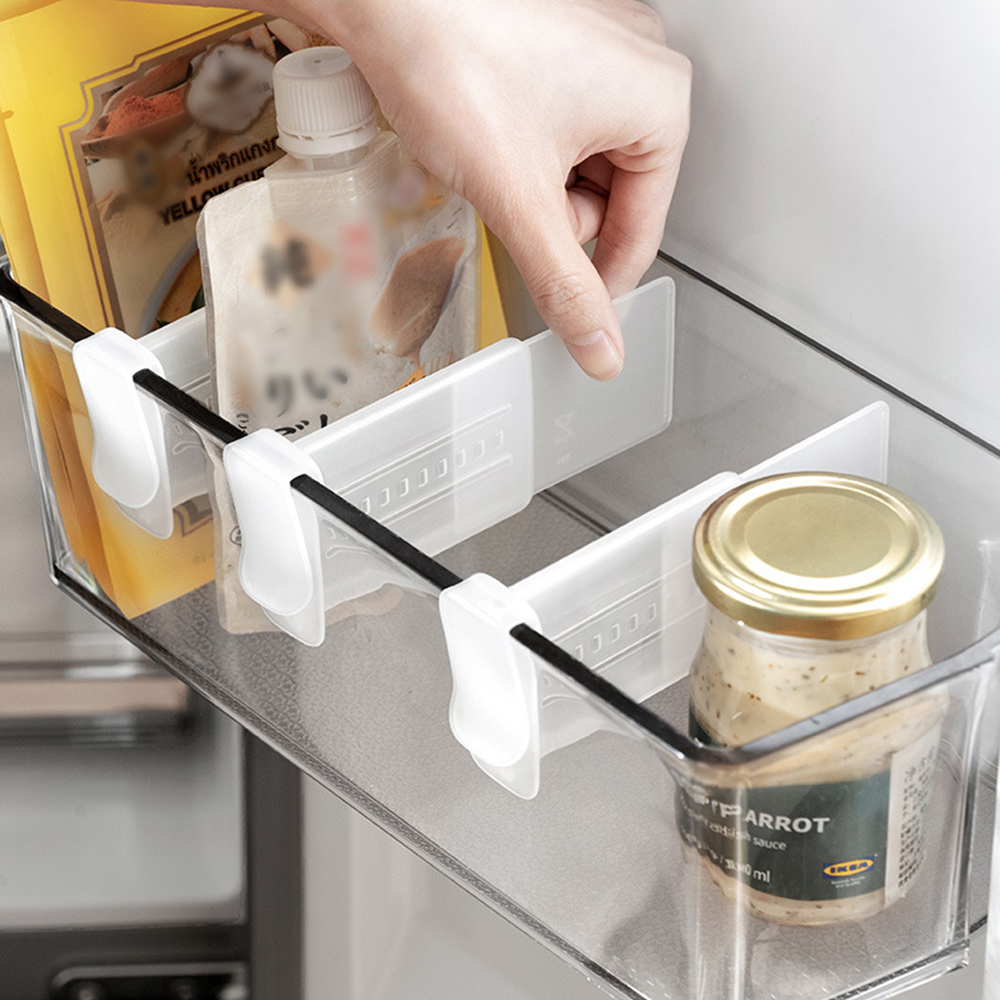 Food Storage Organization - 4/8-Pack Transparent Refrigerator Dividers Retractable Side