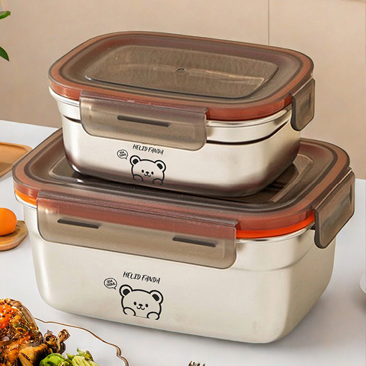 Food Storage Metal Box - Refrigerator Sealed Preservation Box 304 Stainless