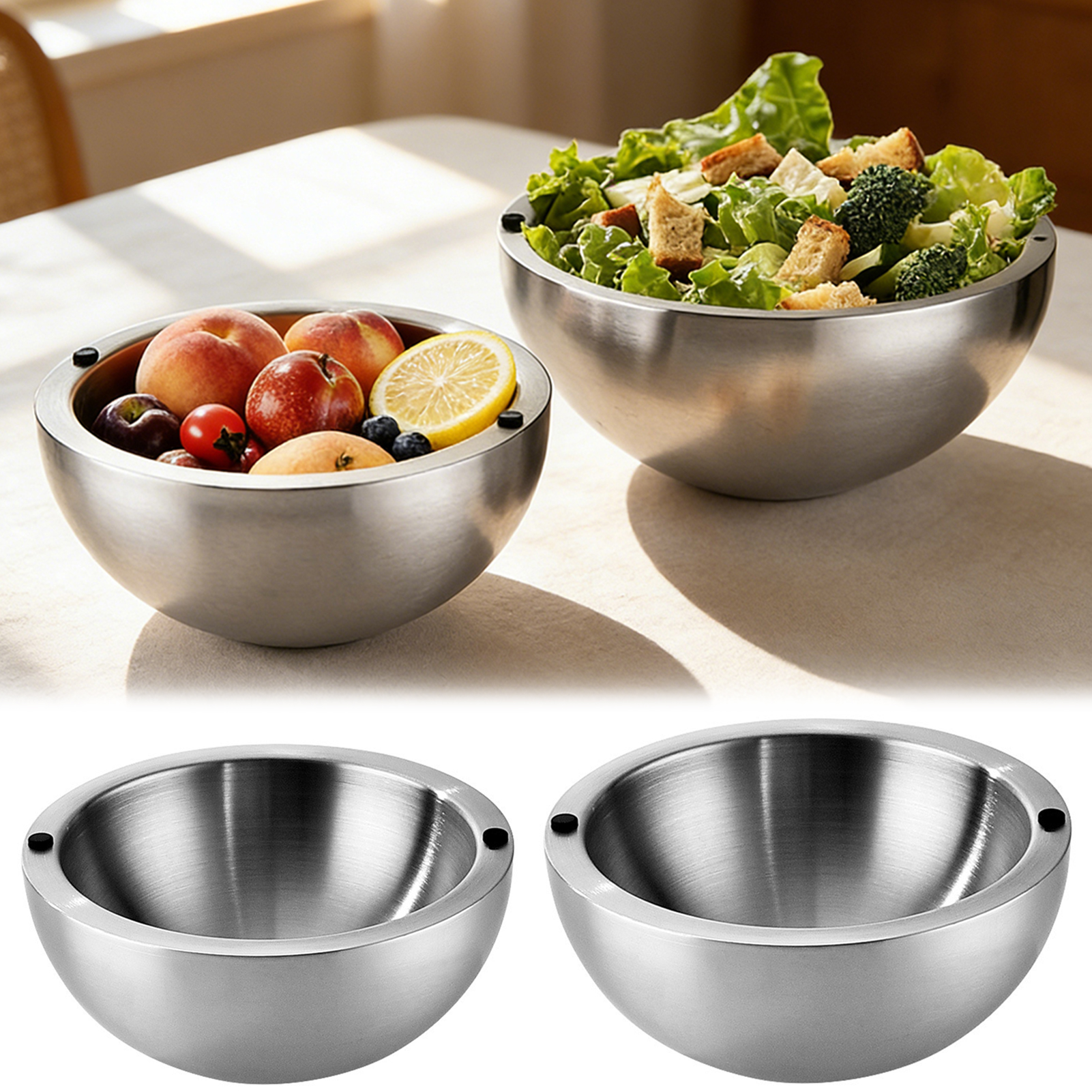 Food Storage Metal Box - 304 Thickened Salad Mixing Bowls Stainless