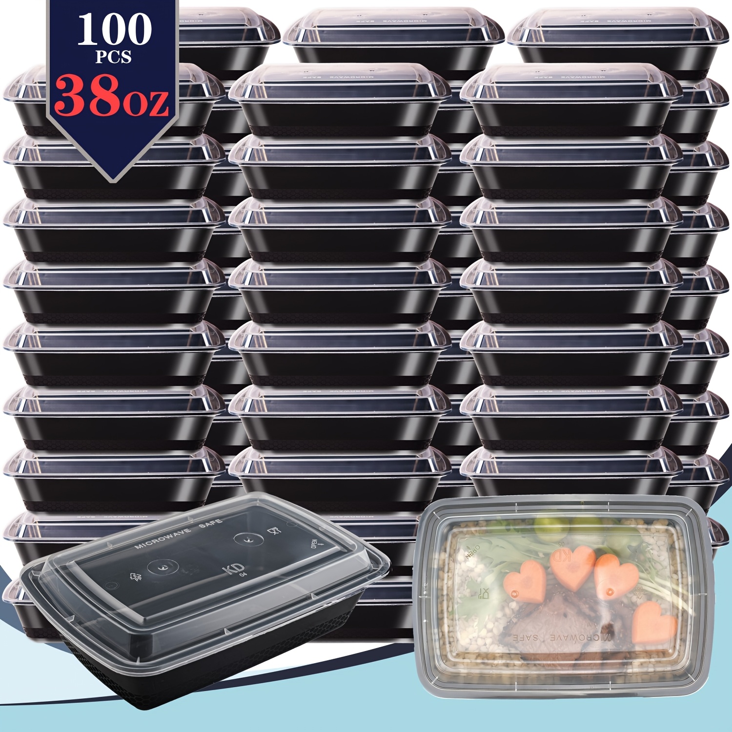 Food Storage And Container - usBlack 100pcs (50 Containers & 50