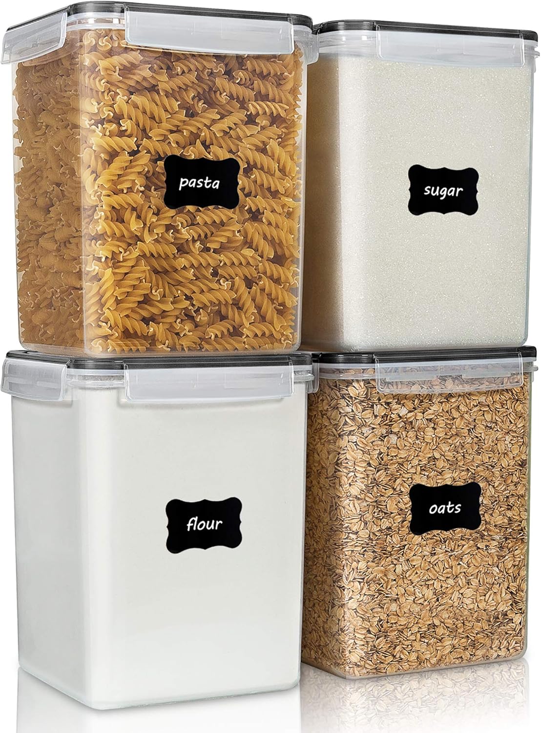 Food Storage Large Plastic Containers - 4 PCS Large Food Storage Containers