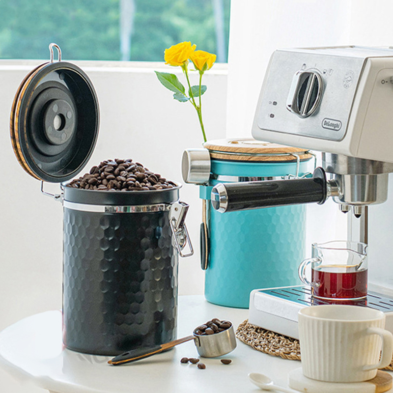 Food Storage With Scoop - Kitchen Stainless Steel Coffee Canisters Airtight