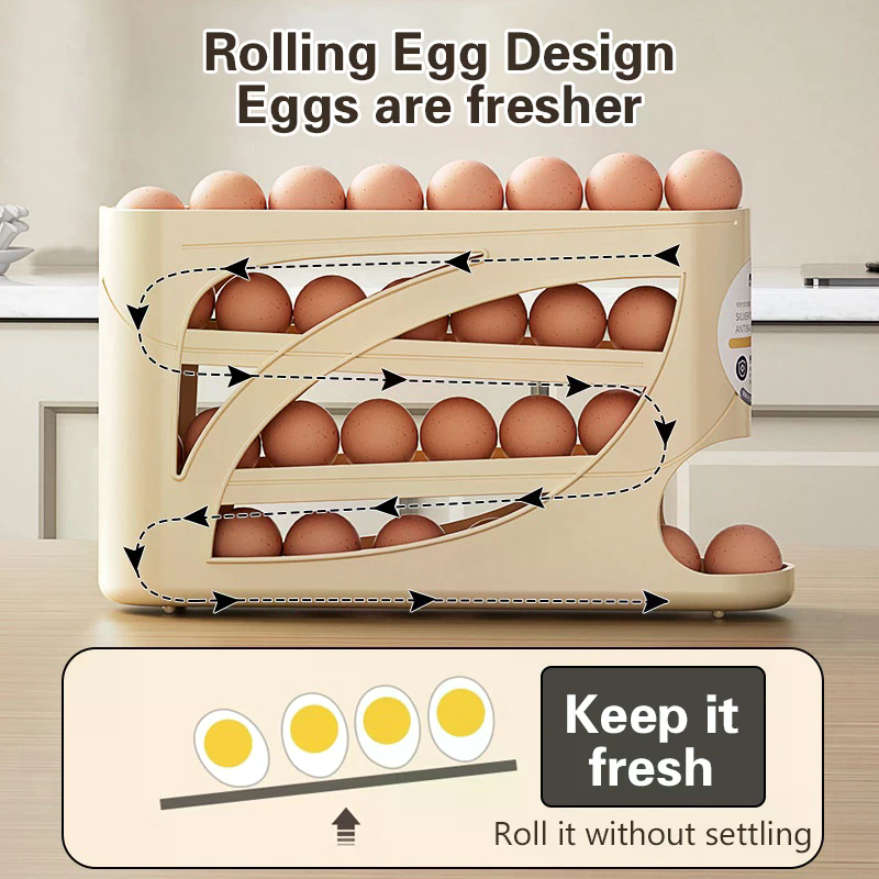 Egg Storage Holder - 4 Layers Automatic Rolling Egg Holder