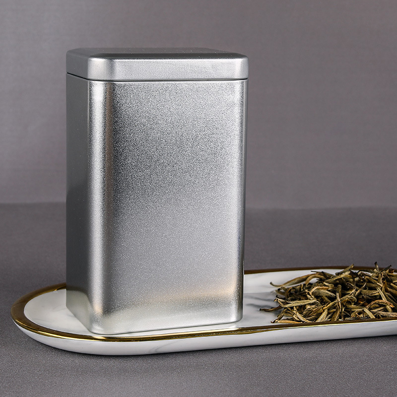 Food Storage Metal Box - 125g Metal Retro Square Tea Can