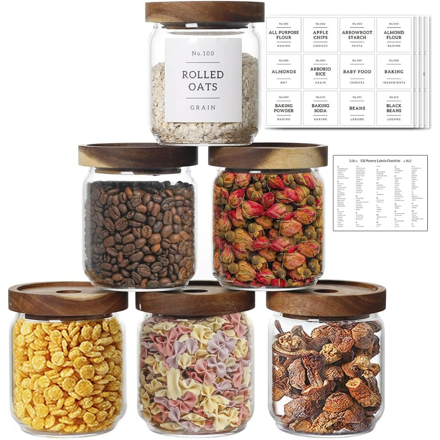 Food Storage In Pantry - 16 OZ Stackable Glass Food Storage