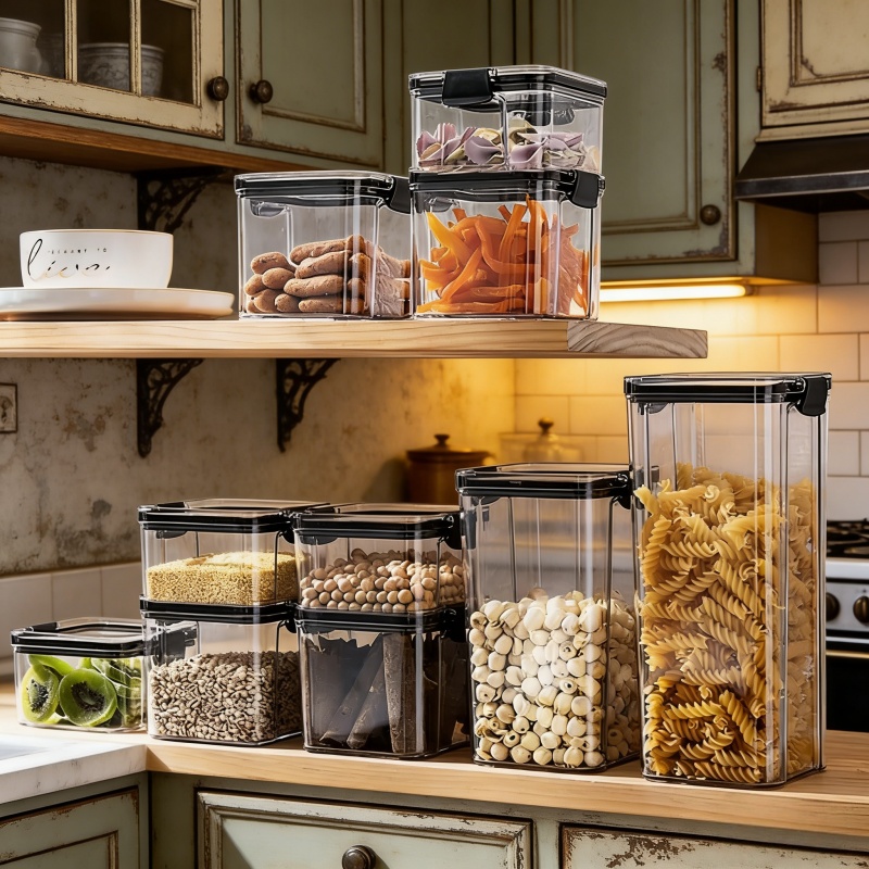 Food Storage Large Plastic Containers - Transparent Airtight Food Storage Containers, Large
