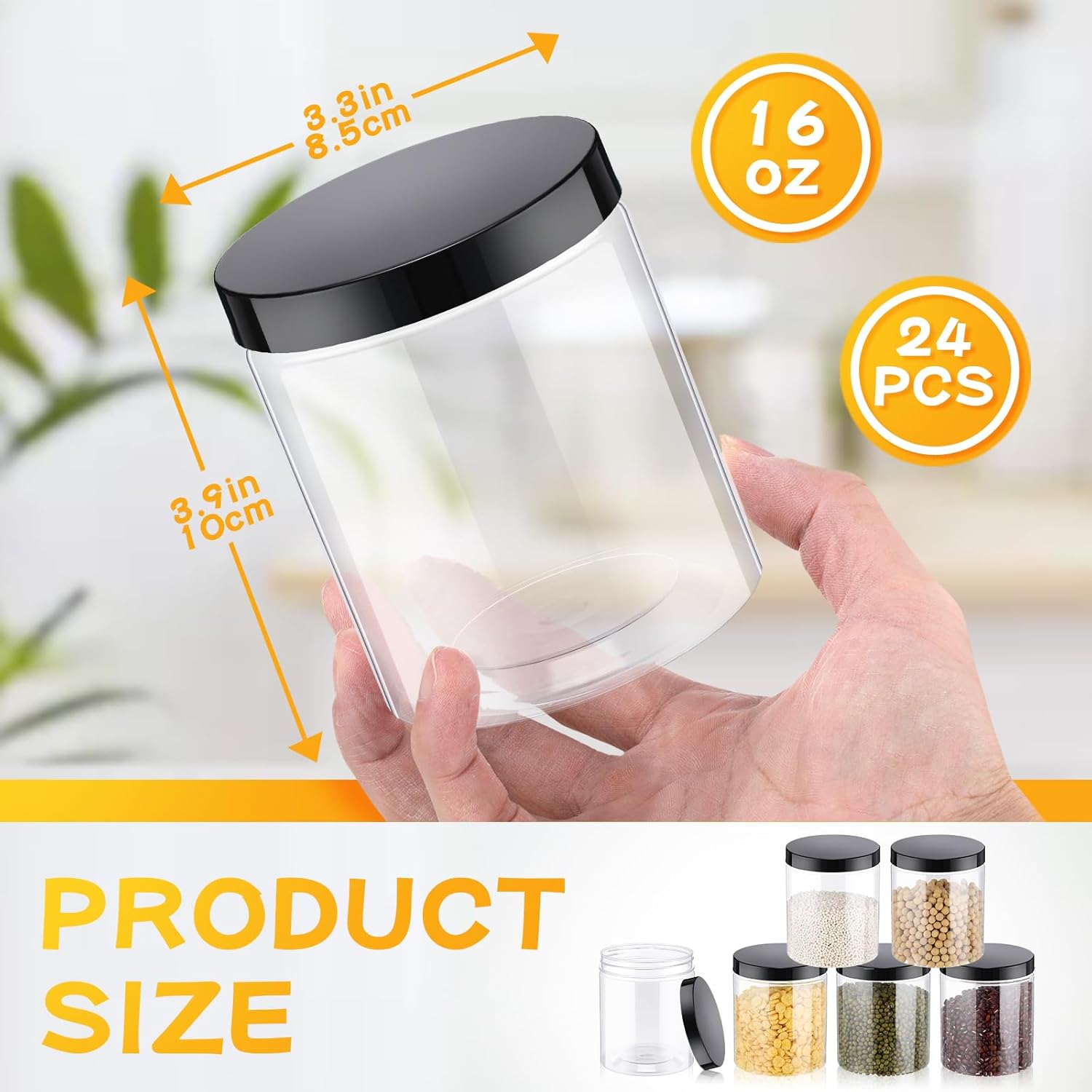 24 Pcs 16oz Plastic Jars with  - Food Storage And Container avaliação e preço