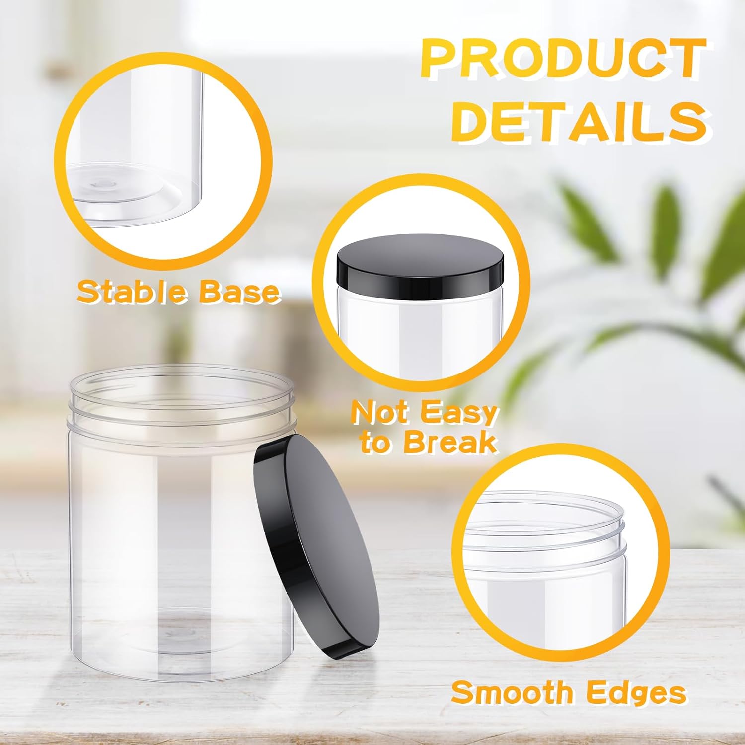 24 Pcs 16oz Plastic Jars with  - Food Storage And Container avaliação e preço