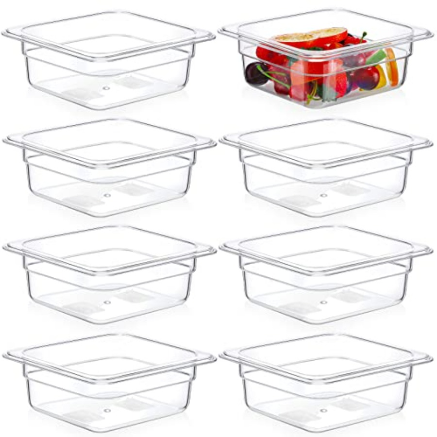 8 Pcs 1/6 Size, 2.6 Inch Deep  - Food Storage Restaurant avaliação e preço