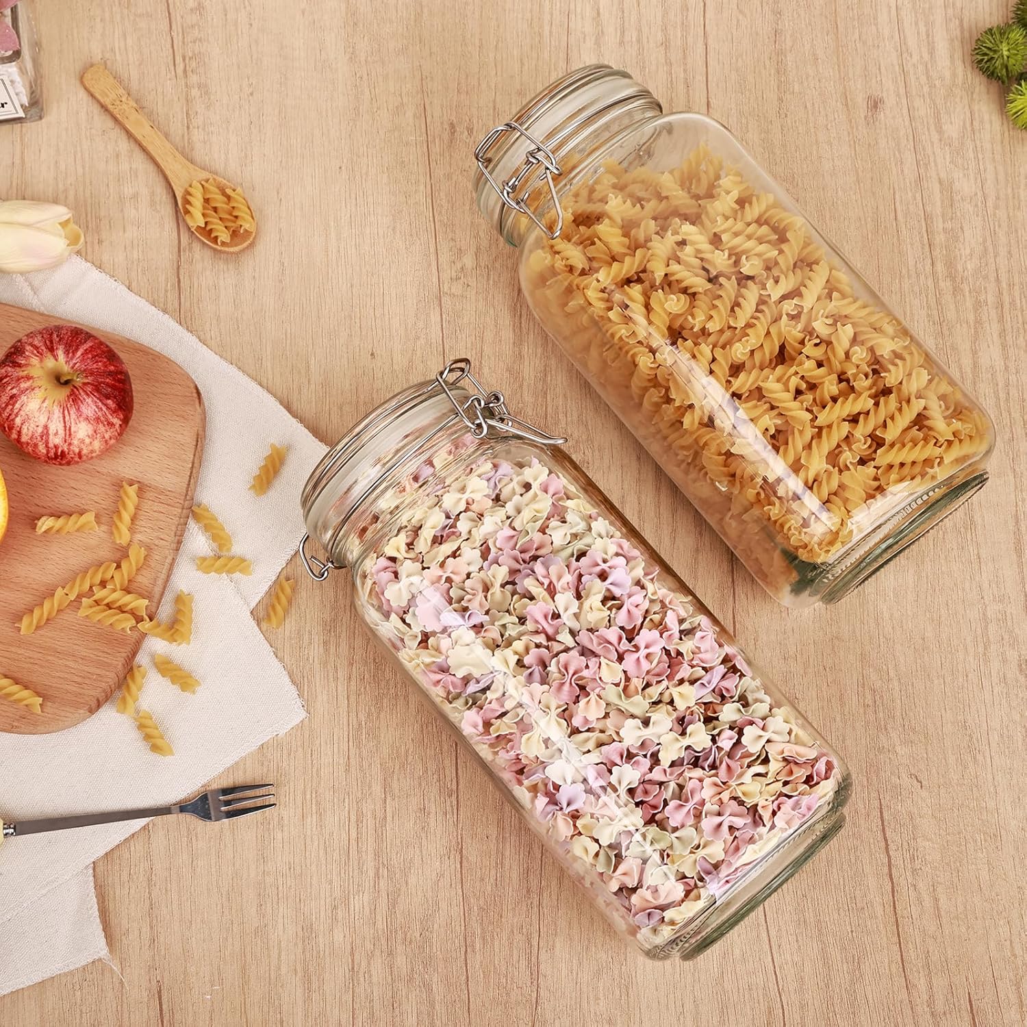 3 Pack 78oz    Glass Jars with - Food Storage Large Plastic Containers avaliação e preço