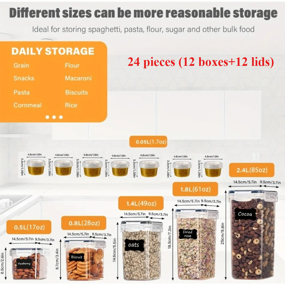 24Pcs Food Storage Containers  - Food Storage System avaliação e preço
