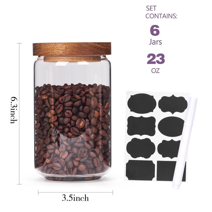 of 6 Glass Pantry Storage Jars - Food Storage In Pantry avaliação e preço
