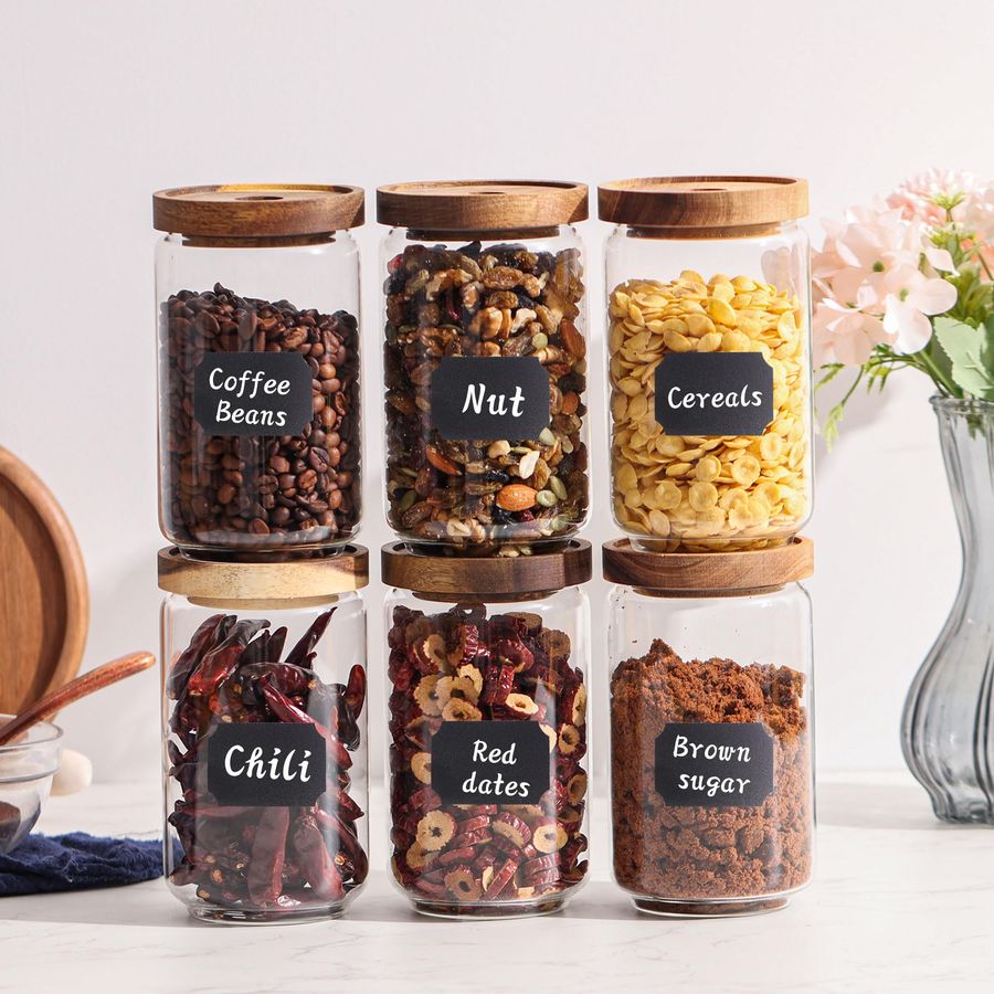 of 6 Glass Pantry Storage Jars - Food Storage In Pantry avaliação e preço