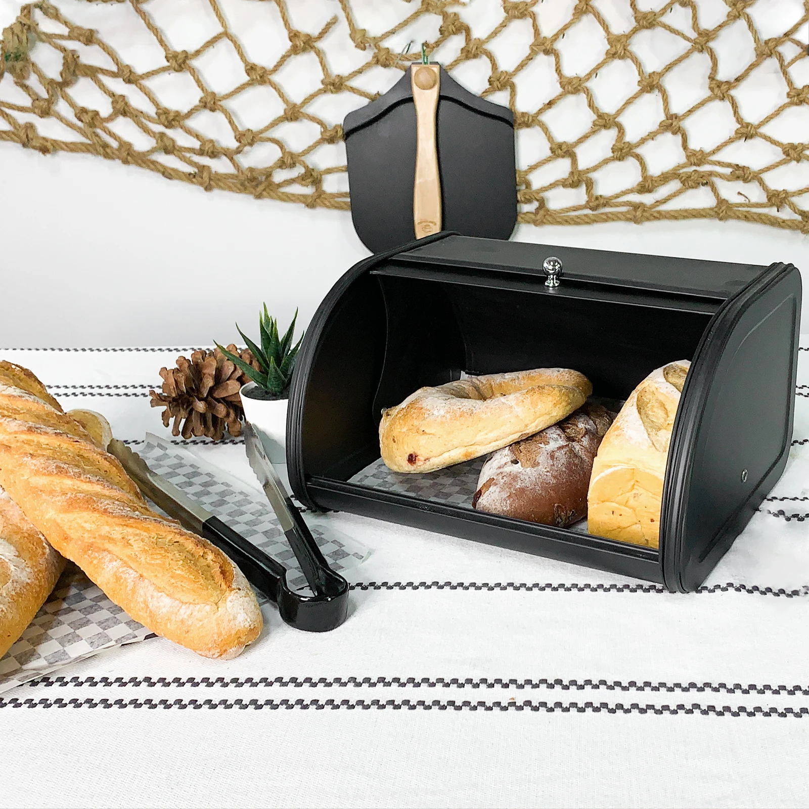 Lidded Metal Bread Box Black O - Food Storage Metal Box avaliação e preço