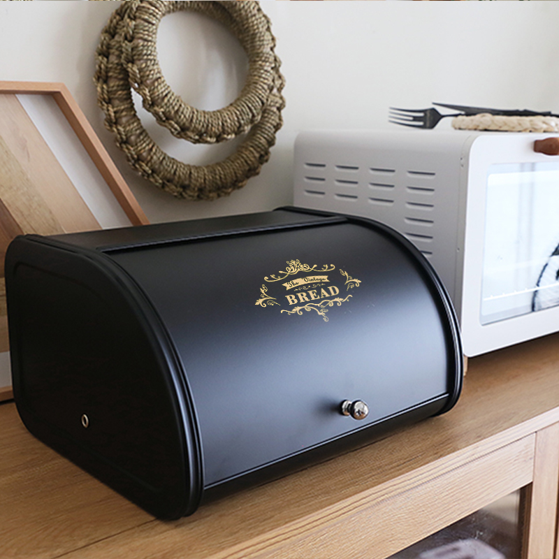 Lidded Metal Bread Box Black O - Food Storage Metal Box avaliação e preço