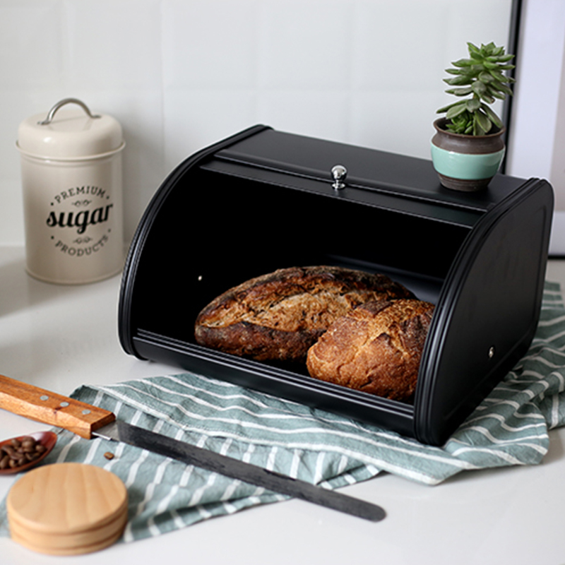 Lidded Metal Bread Box Black O - Food Storage Metal Box avaliação e preço