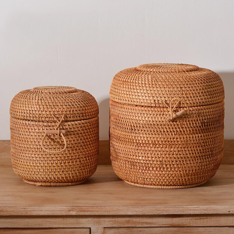 Handwoven Rattan Tea Storage B - Food Storage Organization avaliação e preço