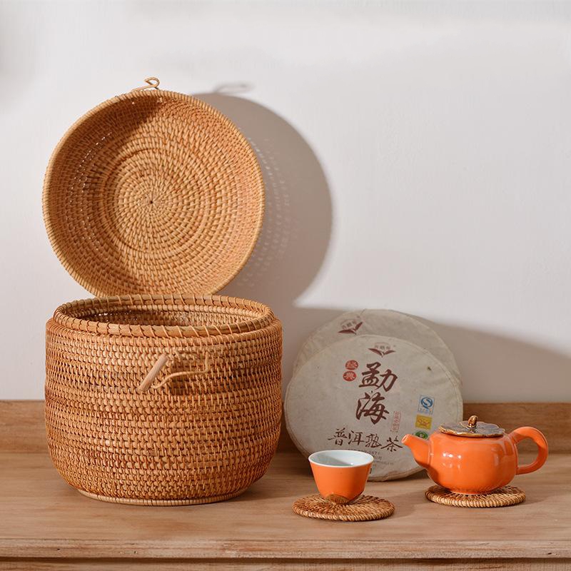 Handwoven Rattan Tea Storage B - Food Storage Organization avaliação e preço