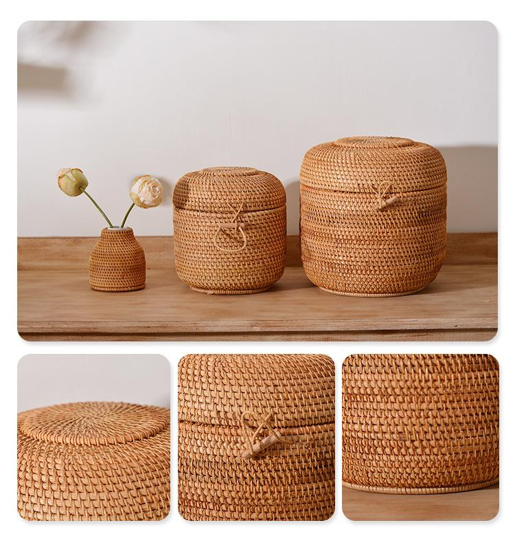 Handwoven Rattan Tea Storage B - Food Storage Organization avaliação e preço