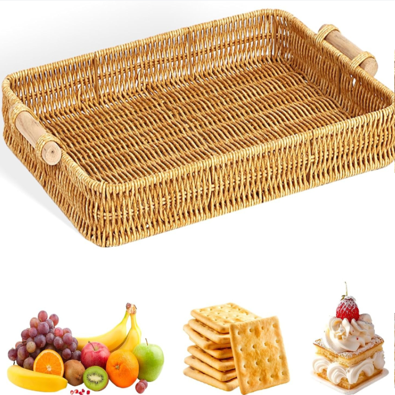 Wicker Tray Rectangular Rattan - Food Storage Restaurant avaliação e preço