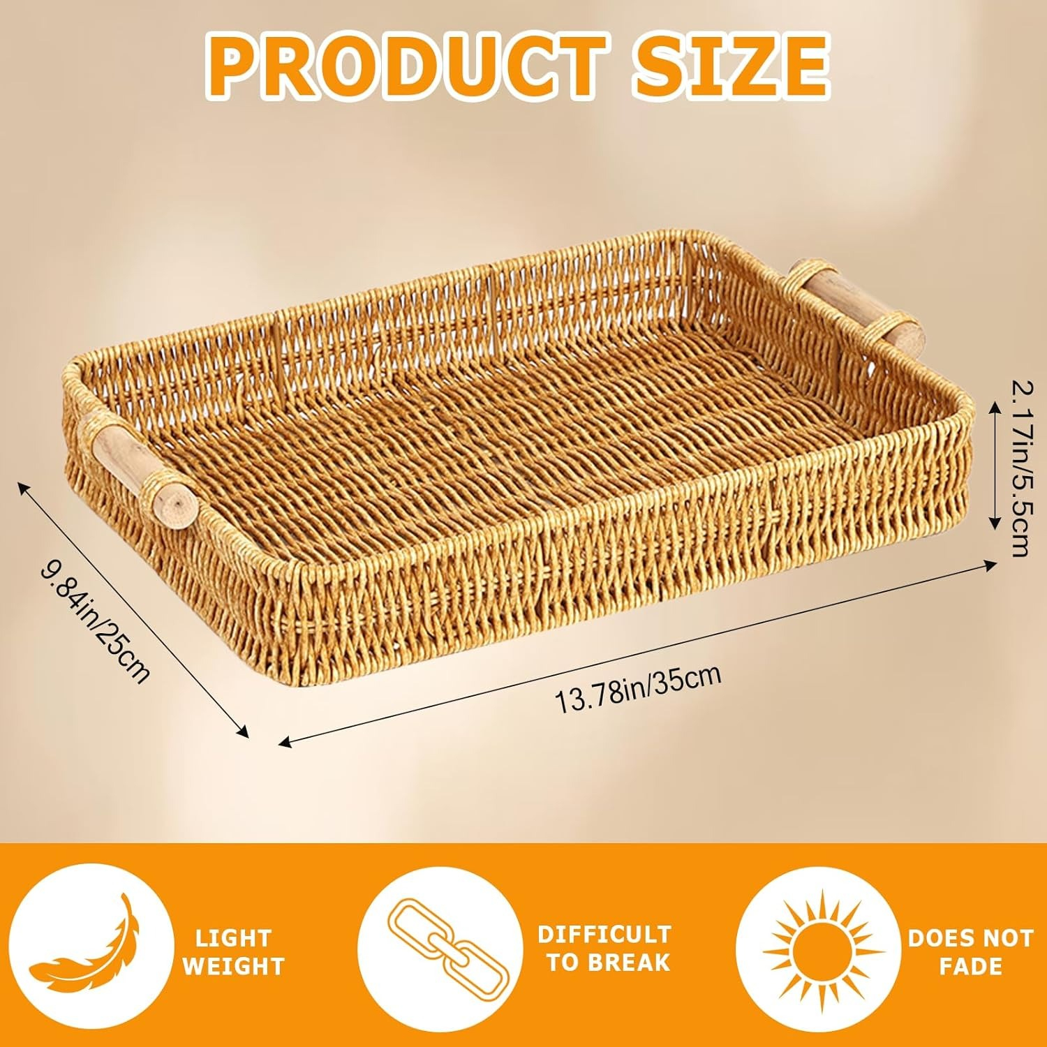Wicker Tray Rectangular Rattan - Food Storage Restaurant avaliação e preço