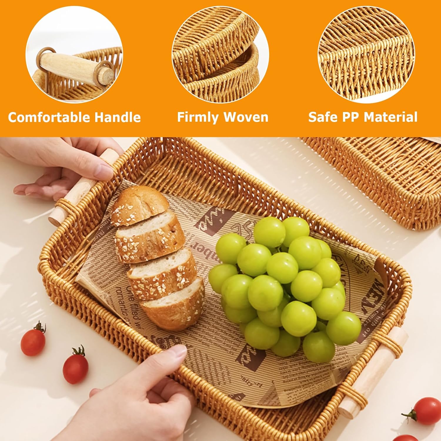 Wicker Tray Rectangular Rattan - Food Storage Restaurant avaliação e preço
