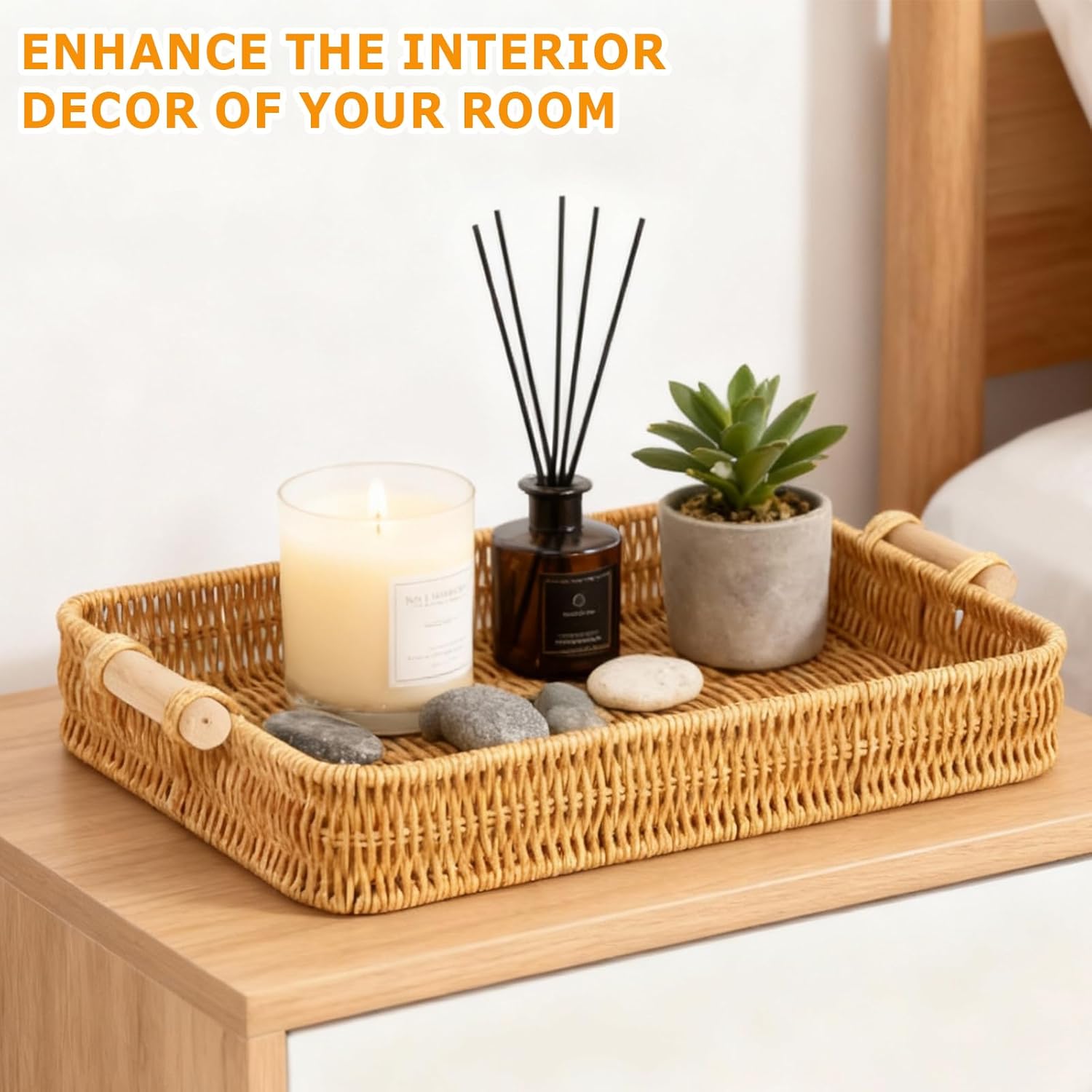 Wicker Tray Rectangular Rattan - Food Storage Restaurant avaliação e preço