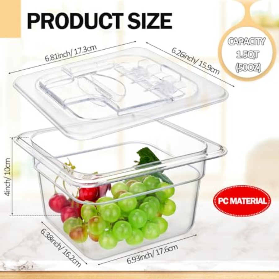 12 Packs 4'' Deep Polycarbonat - Food Storage Restaurant avaliação e preço