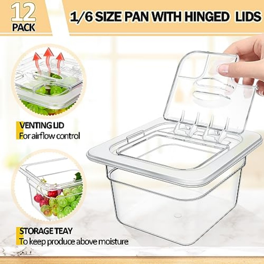 12 Packs 4'' Deep Polycarbonat - Food Storage Restaurant avaliação e preço