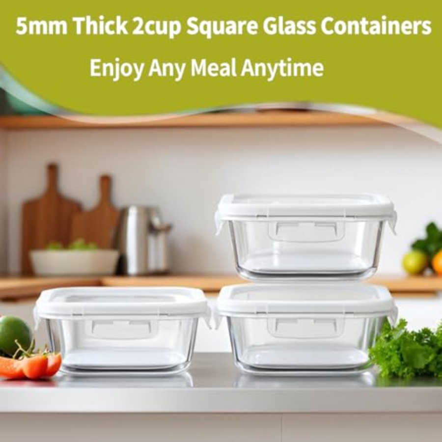 16oz Square Glass Food Storage - Food Storage Small avaliação e preço