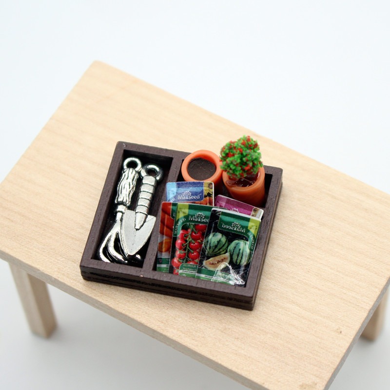 Dollhouse Gardening Wooden Box - Food Storage Plants avaliação e preço