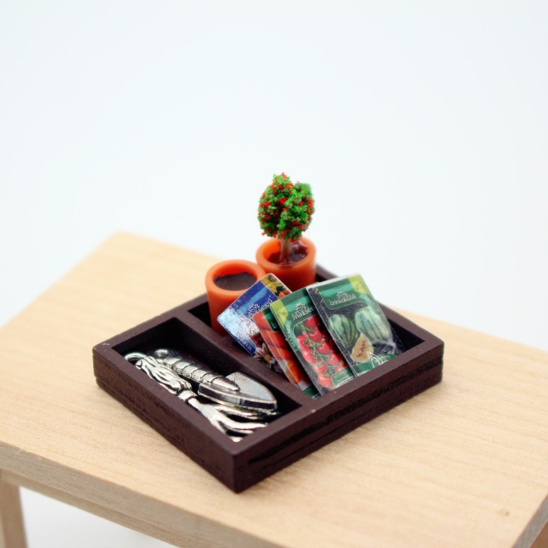 Dollhouse Gardening Wooden Box - Food Storage Plants avaliação e preço