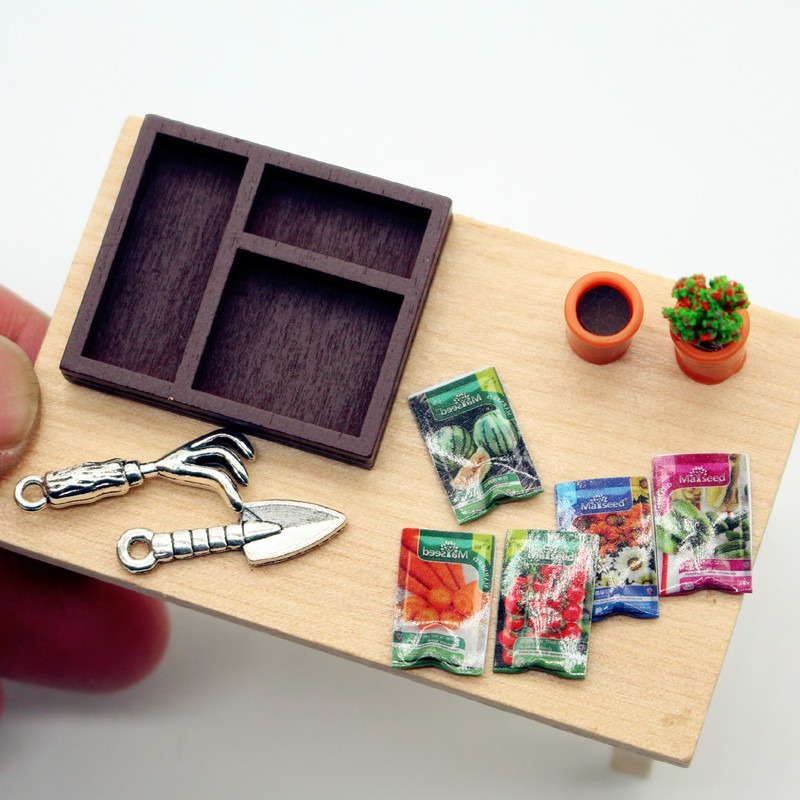 Dollhouse Gardening Wooden Box - Food Storage Plants avaliação e preço