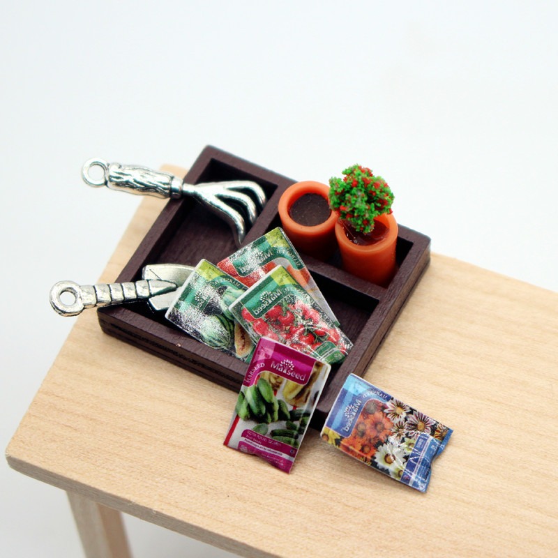 Dollhouse Gardening Wooden Box - Food Storage Plants avaliação e preço