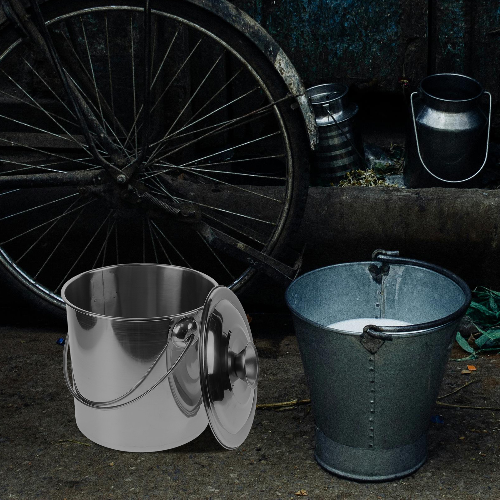 Stainless Steel Milk Bucket wi - Food Storage Restaurant avaliação e preço