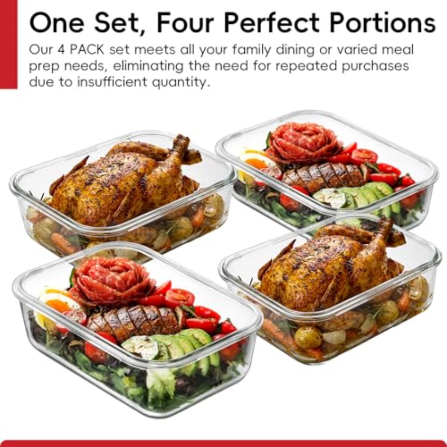 4 Pack 8 Cups/ 63oz Large Glas - Food Storage Large Plastic Containers avaliação e preço