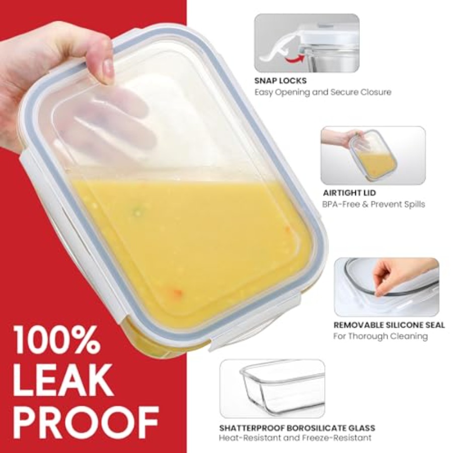 4 Pack 8 Cups/ 63oz Large Glas - Food Storage Large Plastic Containers avaliação e preço