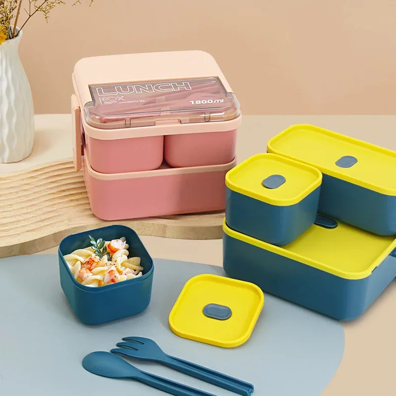 1800ML 2 Layer Lunch Box For K - Food Storage With Scoop avaliação e preço