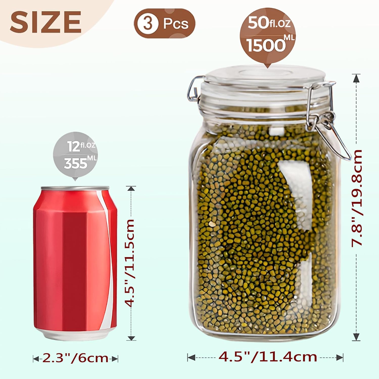 Clear Food Storage Jars 50oz S - Food Storage Organization avaliação e preço