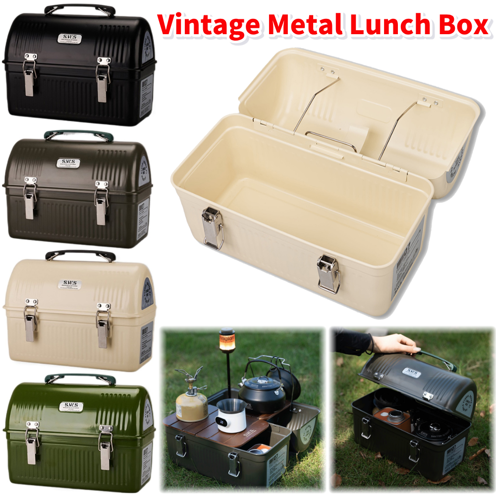 Vintage Metal Lunchbox 9.4L Ef - Food Storage Metal Box avaliação e preço