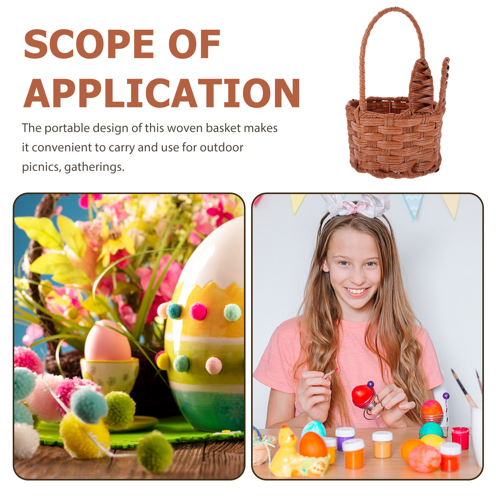Easter Woven Bunny Ear Basket  - Egg Storage Holder avaliação e preço