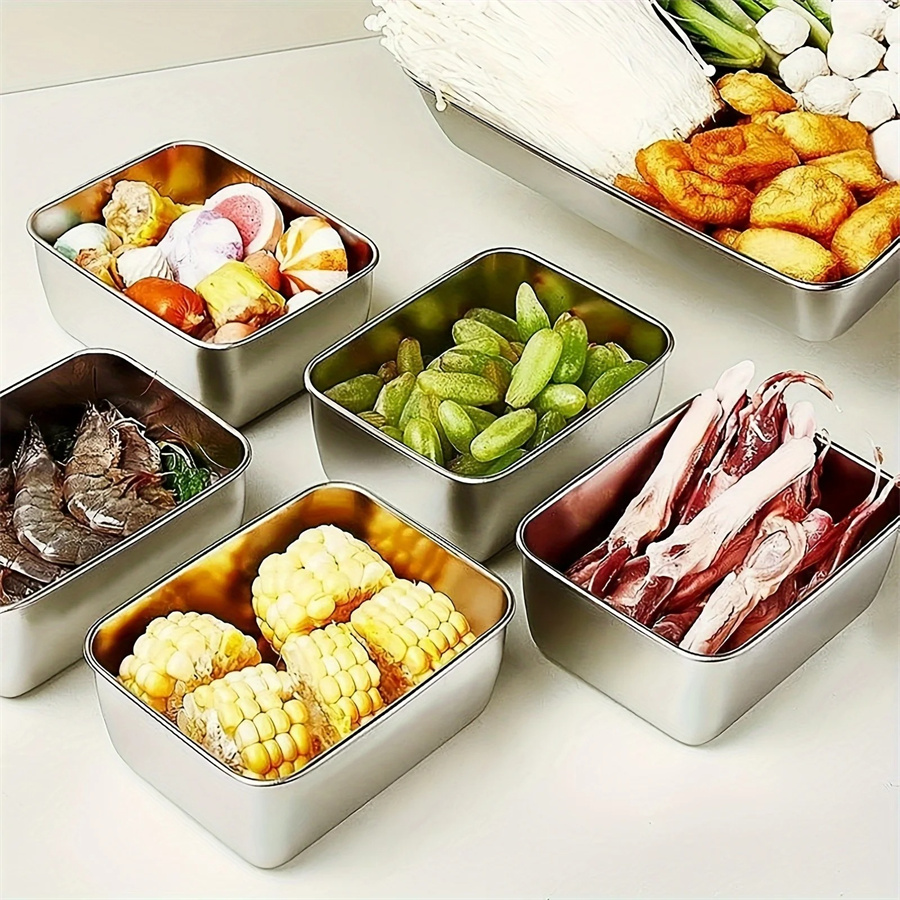 1/3/5pcs Stainless Steel Food  - Food Storage Metal Box avaliação e preço