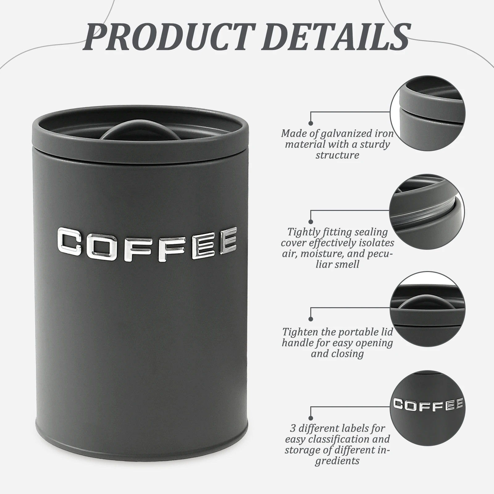 3 Pcs Tea Coffee Sugar Caniste - Food Storage Metal Box avaliação e preço