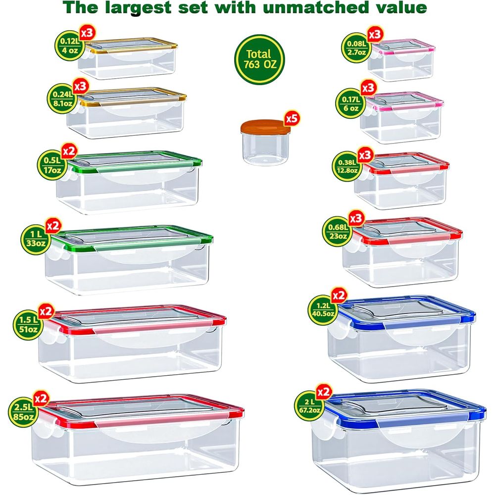 70 Pcs Large Food Storage Cont - Food Storage And Container avaliação e preço