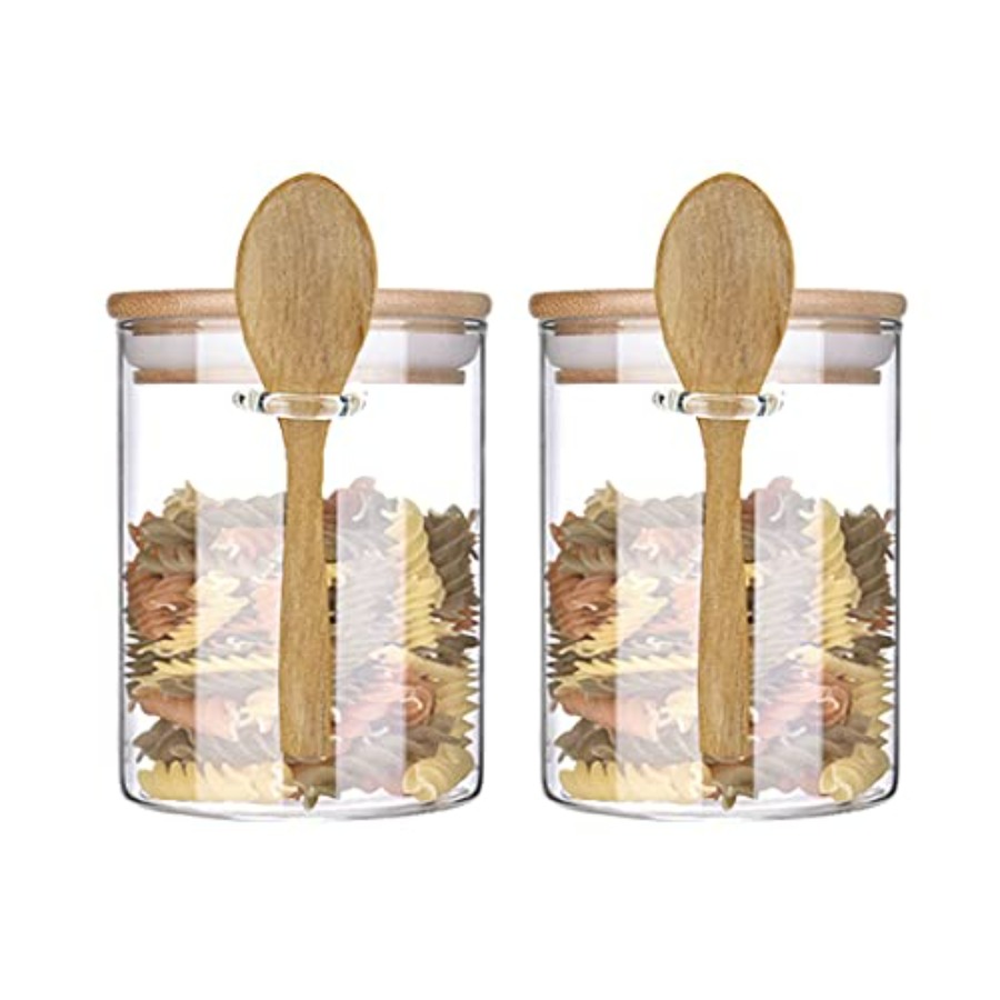 Glass Jar Containers with Bamb - Food Storage With Scoop avaliação e preço