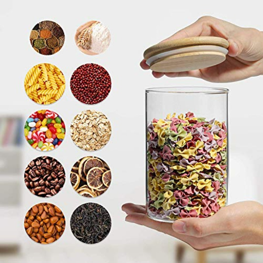 Glass Jar Containers with Bamb - Food Storage With Scoop avaliação e preço